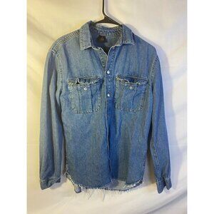 & Denim Womens Vintage Jean Shirt Snaps Western Long Sleeve Country Size Small S